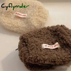 Cyflymder Lamb Hair Cosmetic Bag Plush Storage Cute Stationery Large Capacity Travel Makeup