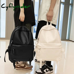 Cyflymder Large Backpack Women Leather Rucksack Female Knapsack Men Travel Backpacks School Bag For