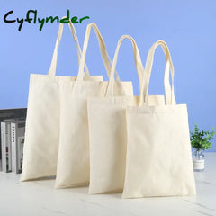 Cyflymder Large Capacity Canvas Shoulder Handbag Folding Eco-Friendly Cotton Tote Bags Reusable Diy