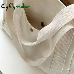 Cyflymder Large Capacity Canvas Tote Bags For Work Commuting Carrying Handbag College Style Student Outfit Book