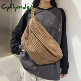 Large Capacity Corduroy Women Waist Pack Casual Fanny Pack Academic Style Chest Bag Unisex Shoulder Crossbody Bag Waist Belt Bag