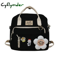 Cyflymder Large-Capacity Cute Women Multi-Pocket Nylon Backpack Ins Junior High School Student Bag