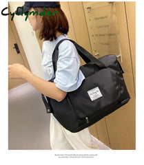 Cyflymder Large Capacity Folding Travel Bags Waterproof Tote Handbag Duffle Multifunctional Women