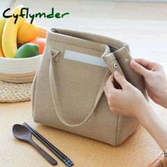 Cyflymder Large Capacity Jute Lunch Bags Insulated Women Kids Thermal Bento Box Tote Portable Food