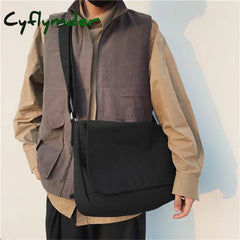 Cyflymder Large Capacity Ladies Student Shoulder Bag Quality Canvas Women School Bags Solid Color