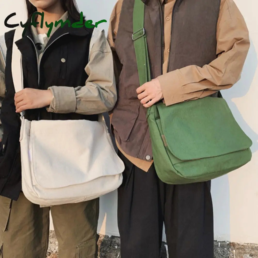 Cyflymder Large Capacity Ladies Student Shoulder Bag Quality Canvas Women School Bags Solid Color