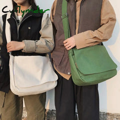 Cyflymder Large Capacity Ladies Student Shoulder Bag Quality Canvas Women School Bags Solid Color