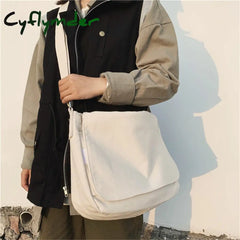 Cyflymder Large Capacity Ladies Student Shoulder Bag Quality Canvas Women School Bags Solid Color