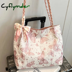 Large Capacity New Summer Shoulder Bag Butterfly College Student Commuter Tote Bag Trendy and Fashionable