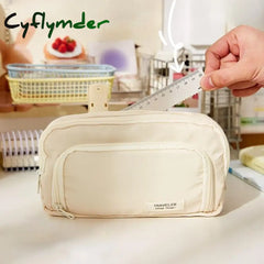 Cyflymder Large Capacity Pencil Bag Aesthetic School Cases Girl Korean Stationery Holder Children