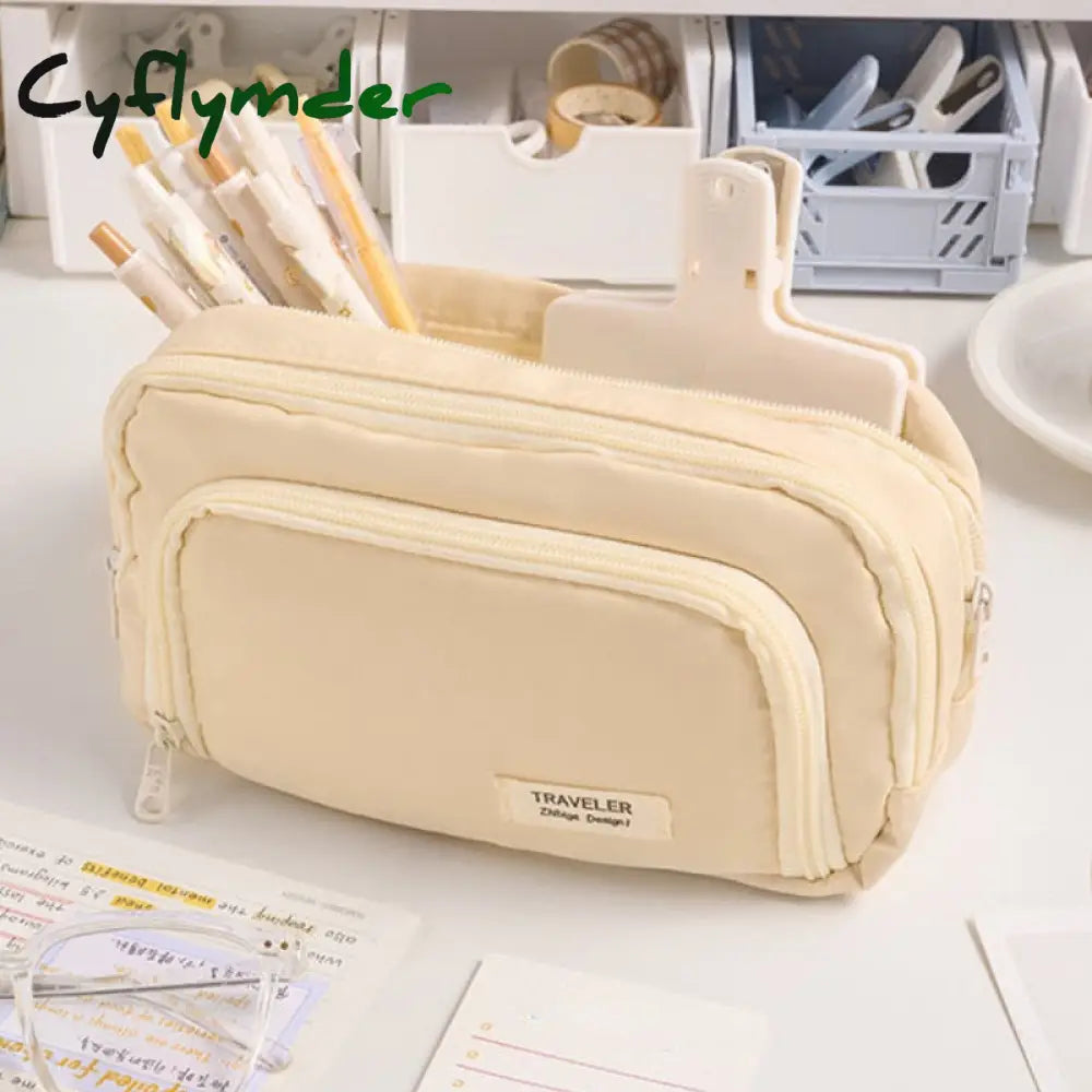 Cyflymder Large Capacity Pencil Bag Aesthetic School Cases Girl Korean Stationery Holder Children