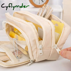 Cyflymder Large Capacity Pencil Bag Aesthetic School Cases Stationery Holder Kids Pen Big Box