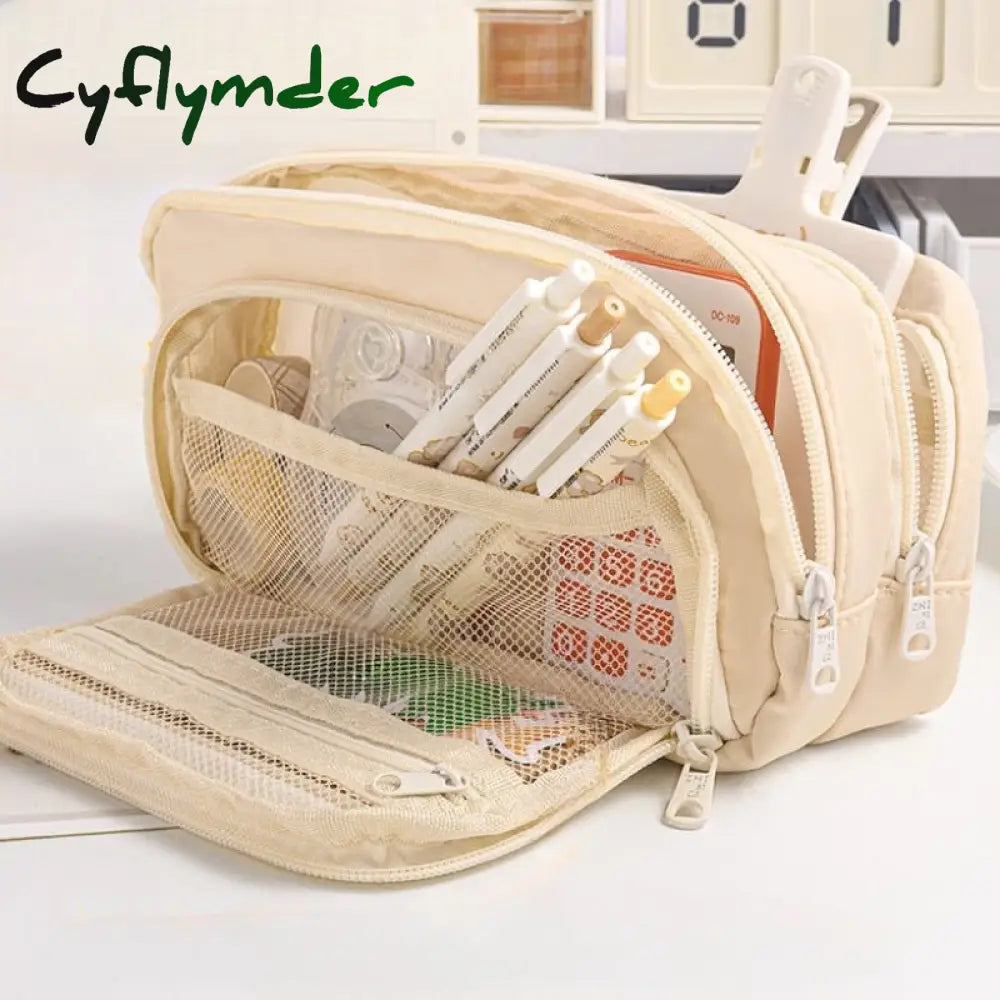 Cyflymder Large Capacity Pencil Bag Aesthetic School Cases Stationery Holder Kids Pen Big Box