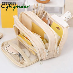 Cyflymder Large Capacity Pencil Bag Aesthetic School Cases Stationery Holder Kids Pen Big Box