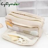 Cyflymder Large Capacity Pencil Bag Pink Aesthetic School 6 Layers Box Stationery Supplies Zipper