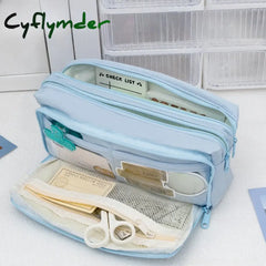 Cyflymder Large Capacity Pencil Bag Pink Aesthetic School 6 Layers Box Stationery Supplies Zipper
