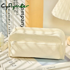 Cyflymder Large Capacity Pencil Bag Stationery Holder Box Canvas Pen Case With Handle Zipper Pouch