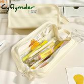 Cyflymder Large Capacity Pencil Bag Stationery Holder Box Canvas Pen Case With Handle Zipper Pouch