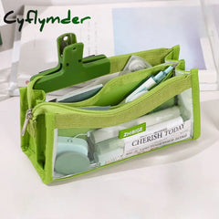 Cyflymder Large Capacity Pencil Bag Transparent Pen Case Stationery Holder Six Layers Zipper Pouch