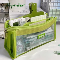 Cyflymder Large Capacity Pencil Bag Transparent Pen Case Stationery Holder Six Layers Zipper Pouch