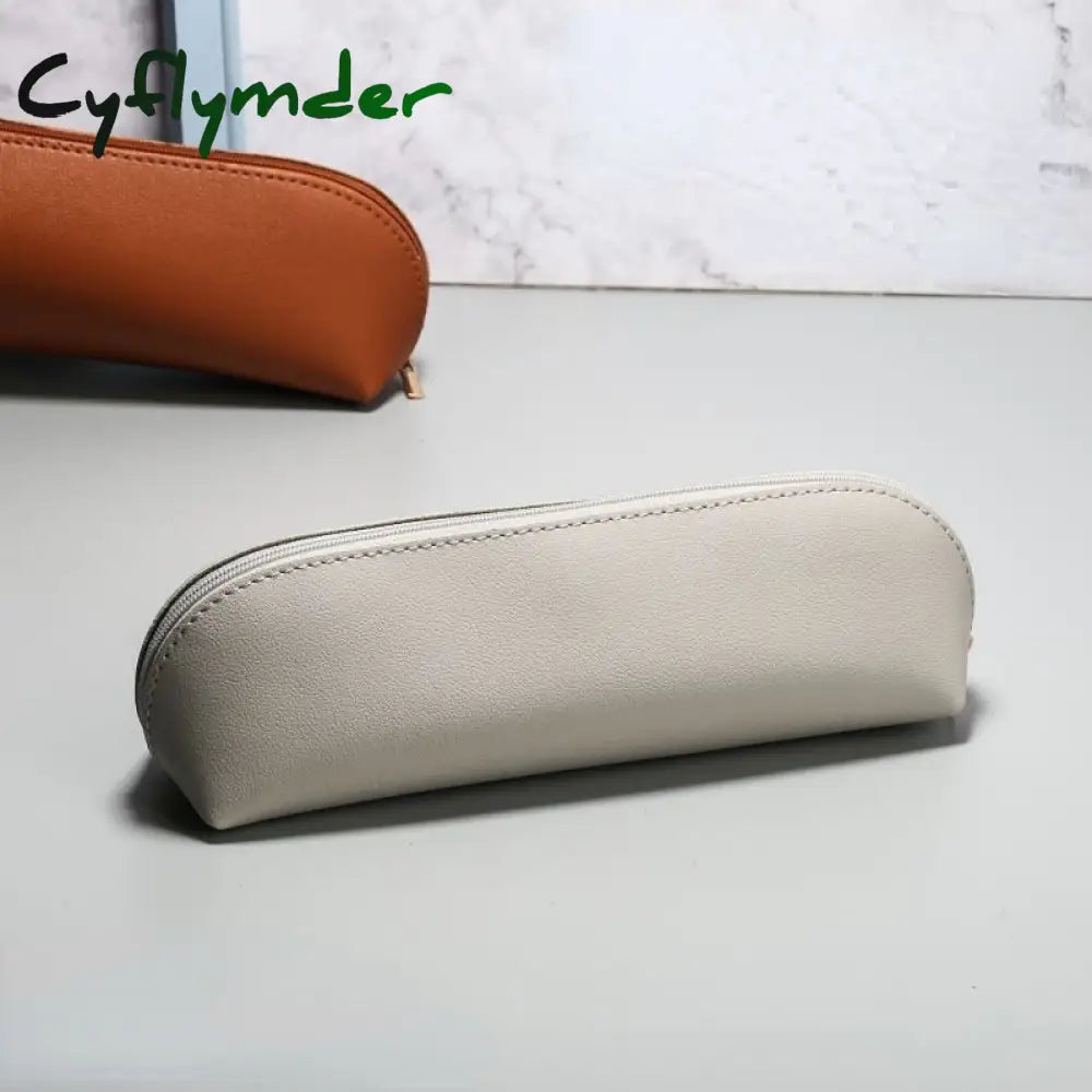 Cyflymder Large Capacity Pencil Bagstationery Holder Pu Leather Pen Case Children Zipper Pouch