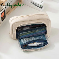 Cyflymder Large Capacity Pencil Case Double Layer Cute Stationery School Pouches For Girls Back To