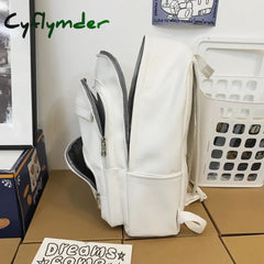 Cyflymder Large Capacity Pu Leather Women Backpack Men Cool Travel Backpacks High Quality School