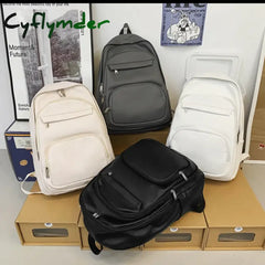 Cyflymder Large Capacity Pu Leather Women Backpack Men Cool Travel Backpacks High Quality School