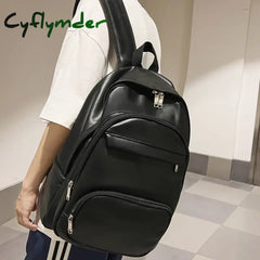 Cyflymder Large Capacity Pu Leather Women Backpack Men Cool Travel Backpacks High Quality School
