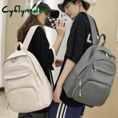 Cyflymder Large Capacity Pu Leather Women Backpack Men Cool Travel Backpacks High Quality School