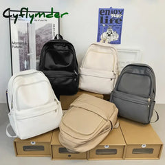 Cyflymder Large Capacity Pu Leather Women Backpack Men Cool Travelling Bagpack High Quality School