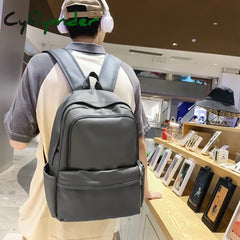 Cyflymder Large Capacity Pu Leather Women Backpack Men Cool Travelling Bagpack High Quality School