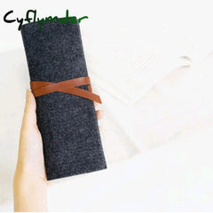 Cyflymder Large Capacity School Case Felt Pencil Bag Student Stationery Holder Fountain Pen Simple