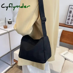 Cyflymder Large-Capacity Shoulder Bag New Women’s Fashion Simple Commuter Messenger Tote Black