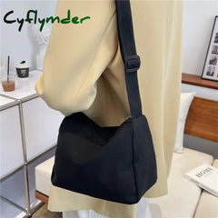 Cyflymder Large-Capacity Shoulder Bag New Women’s Fashion Simple Commuter Messenger Tote Black