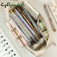 Cyflymder Large Capacity Transparent Pencil Bag Aesthetic School Cases Children Stationery Holder