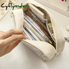 Cyflymder Large Capacity Transparent Pencil Bag Aesthetic School Cases Children Stationery Holder