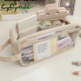 Cyflymder Large Capacity Transparent Pencil Bag Aesthetic School Cases Children Stationery Holder