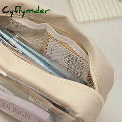 Cyflymder Large Capacity Transparent Pencil Bag Aesthetic School Cases Children Stationery Holder