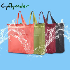 Cyflymder Large Capacity Waterproof Oxford Cloth Reusable Foldable Shopping Bag Tote Shoulder