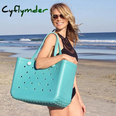 Large Capacity Women EVA Soft Basket Fashion Shoulder Bag for Ladies Beach Vacation Shopping Use Waterproof Casual Handbag