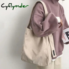 Cyflymder Large Corduroy Shoulder Shopper Bag for Women Cotton Cloth Fashion Canvas Tote Shopping Bags Woman Handbags