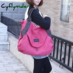 Cyflymder Large Pocket Casual Tote Women’s Handbags Shoulder Canvas Capacity Bags For Women