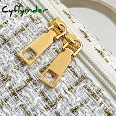 Cyflymder Large Woven Cloth Makeup Bag For Travel – Fashionable Cosmetic Pouch Organizer Stylish