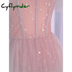 Cyflymder Latest Elegant Pink Wedding Dress Host Stage Dress Design Celebrity Sequins Dress Formal Party Dress Prom