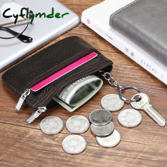 Cyflymder Leather 2 Zipper Coin Purse Wallet With Card Slots Coin Organizer Change Holder,Card Case Leather Zipper