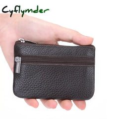 Cyflymder Leather 2 Zipper Coin Purse Wallet With Card Slots Coin Organizer Change Holder,Card Case Leather Zipper