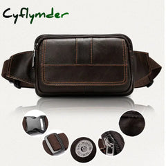 Cyflymder Leather Men Waist Pack Fashion Fanny Pack for Cell Phone Male Crazy Horse Leather Chest Bag Belt Bag Small