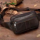 Cyflymder Leather Men Waist Pack Fashion Fanny Pack for Cell Phone Male Crazy Horse Leather Chest Bag Belt Bag Small