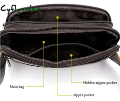 Cyflymder Leather Men Waist Pack Fashion Fanny Pack for Cell Phone Male Crazy Horse Leather Chest Bag Belt Bag Small